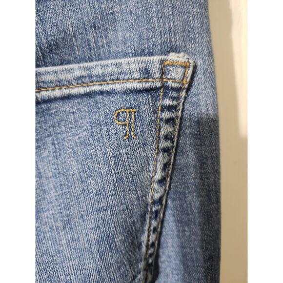 Pilcro Designed By Phila Womens 27' Blue Denim Wide-Leg High Rise Raw Hem Jeans - Picture 10 of 11